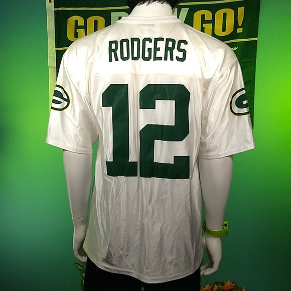 RETRO Aaron Rodgers #12 White NFL jersey, size L, Uncommon! - Picture 7 of 17